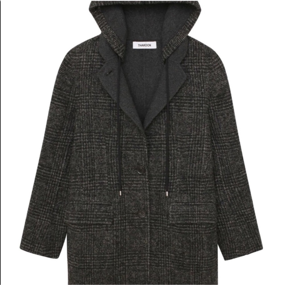 BNWT Thakoon Charcoal Wool Blend Hooded Blazer Coat XS